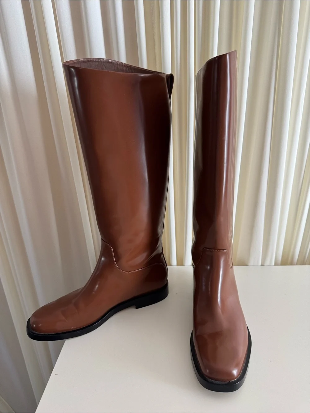 Everlane The Riding Boot Brown Leather Knee-High Cognac Carmel Rum Size 10 Fall